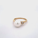 14 Karat Gold Pearl and Diamond Duet Ring