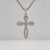 White Gold Cross with Baguette and Round Diamonds