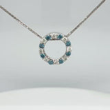 Circle of Life Blue and White Diamond Small Necklace