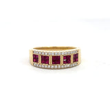 Gorgeous Square Design Ruby and Diamond Ring