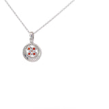 Floral and Pave Garnet and Diamond Pendant