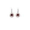Floral and Pave Garnet and Diamond Dangle Earrings