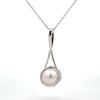 Pearl Loop Necklace 14k White Gold